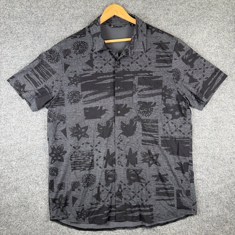 Travis Mathew Knit Gravitation Button Up Golf Shirt Mens XL Floral Hawaiian